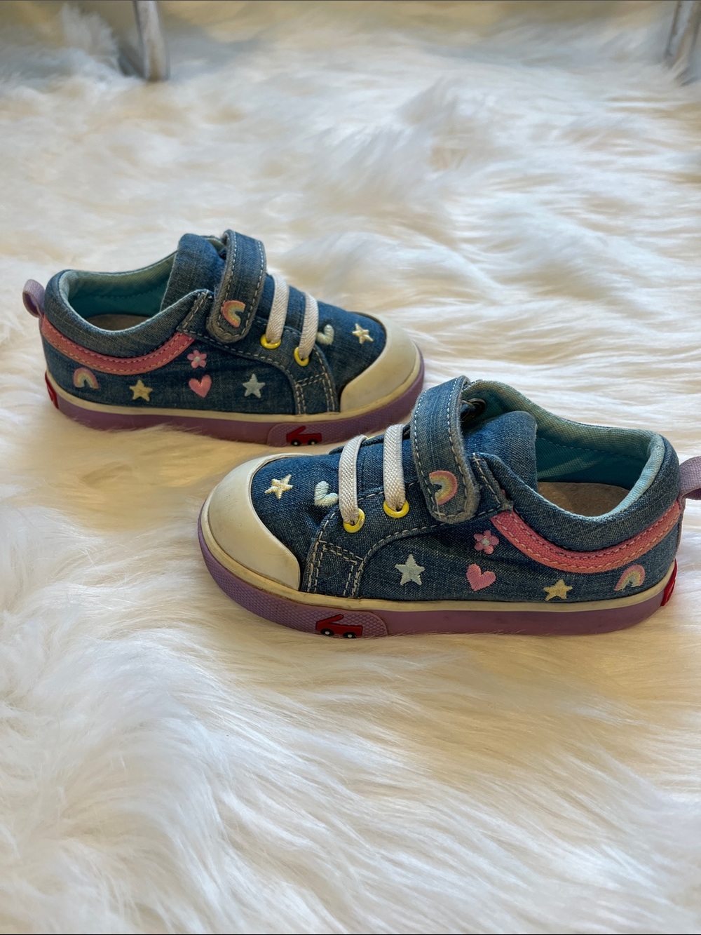 See Kai Run Kristin Happy Chambray Shoes - Rainbows and Hearts - Picture 3 of 10